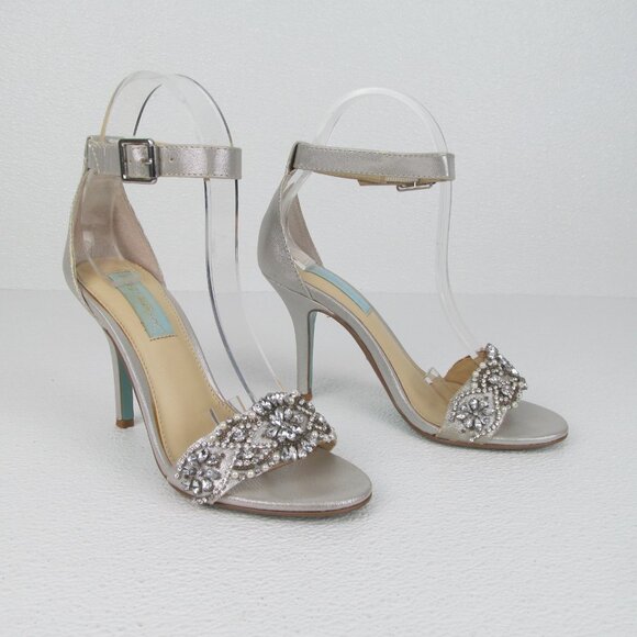 Betsey Johnson Shoes - Betsey Johnson Silver Rhinestone Dress Sandals Heels Size 6.5M